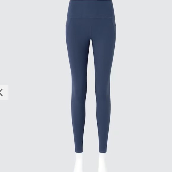 Uniqlo AIRISM UV Protection Navy Soft Leggings (with POCKETS) Sz M - Picture 1 of 5
